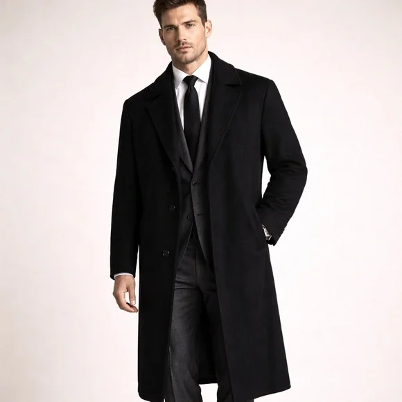 Eres Cashmere Coat Minimalist Luxury Overcoat Black Sz 64 - Picture 1 of 14